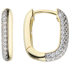 Creolen eckig 925 Sterling Silber vergoldet 54 Zirkonia