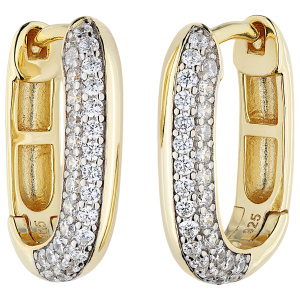 Preview: Creolen eckig 925 Sterling Silber vergoldet 54 Zirkonia