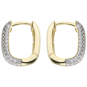 Creolen eckig 925 Sterling Silber vergoldet 54 Zirkonia