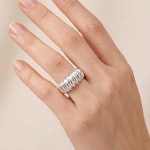 Preview: Damen Ring geriffelt 925 Sterling Silber Silberring