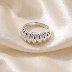 Preview: Damen Ring geriffelt 925 Sterling Silber Silberring
