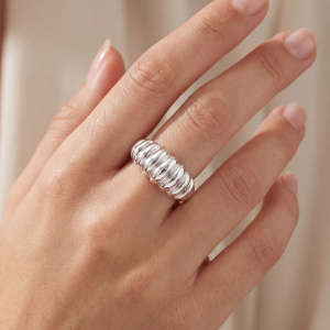 Preview: Damen Ring geriffelt 925 Sterling Silber Silberring