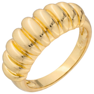 Damen Ring geriffelt 925 Sterling Silber vergoldet Silberring