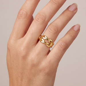 Damen Ring Schlaufe 925 Sterling Silber vergoldet Silberring
