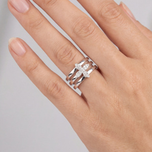 Damen Ring Blume 925 Sterling Silber 24 Zirkonia Silberring