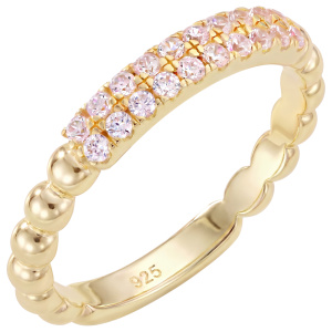 Damen Ring schmal 925 Sterling Silber vergoldet 20 Zirkonia Silberring