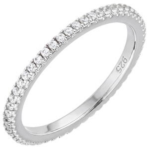 Damen Ring 925 Sterling Silber ca. 49 Zirkonia rundum Silberring