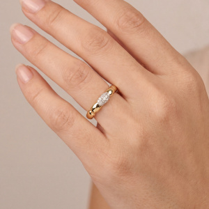 Damen Ring 925 Sterling Silber vergoldet 18 Zirkonia Silberring