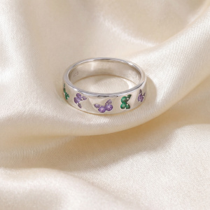 Preview: Damen Ring Schmetterling 925 Sterling Silber 24 Zirkonia Silberring