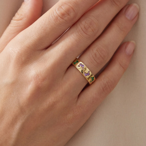 Preview: Damen Ring Schmetterling 925 Sterling Silber vergoldet 24 Zirkonia Silberring