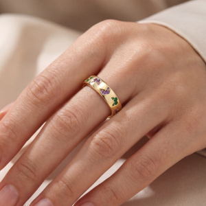 Preview: Damen Ring Schmetterling 925 Sterling Silber vergoldet 24 Zirkonia Silberring