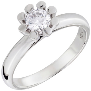 Damen Ring 925 Sterling Silber 1 Zirkonia Silberring