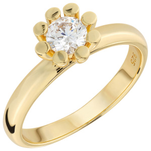 Damen Ring 925 Sterling Silber vergoldet 1 Zirkonia Silberring