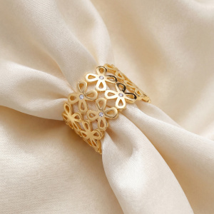 Preview: Damen Ring Blume 925 Sterling Silber vergoldet 8 Zirkonia Silberring