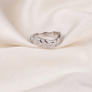 Preview: Damen Ring Welle 925 Sterling Silber 21 Zirkonia Silberring