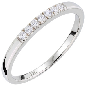 Damen Ring schmal 925 Sterling Silber 7 Zirkonia Silberring