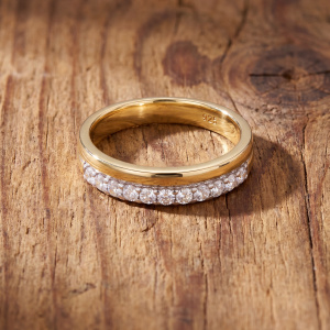 Damen Ring 925 Sterling Silber vergoldet 11 Zirkonia Silberring