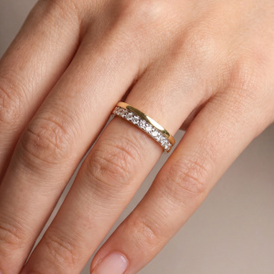 Damen Ring 925 Sterling Silber vergoldet 11 Zirkonia Silberring