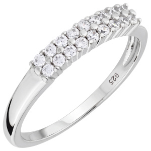 Damen Ring 925 Sterling Silber 18 Zirkonia Silberring