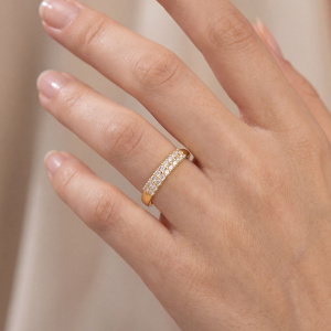 Preview: Damen Ring schmal 925 Sterling Silber vergoldet 18 Zirkonia Silberring