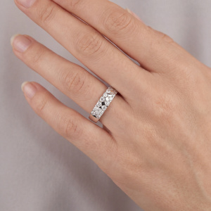 Damen Ring 925 Sterling Silber 20 Zirkonia Silberring