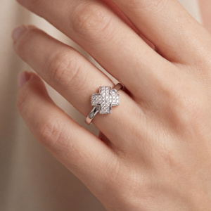 Preview: Damen Ring gekreuzt 925 Sterling Silber 28 Zirkonia Silberring