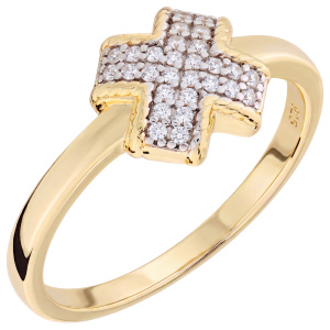 Damen Ring 925 Sterling Silber vergoldet 28 Zirkonia Silberring