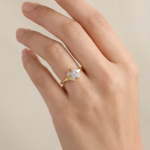 Damen Ring 925 Sterling Silber vergoldet 28 Zirkonia Silberring