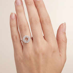Preview: Damen Ring Kreis 925 Sterling Silber 36 Zirkonia Silberring