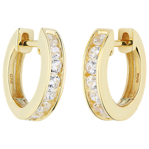 Creolen 925 Sterling Silber vergoldet 16 Zirkonia