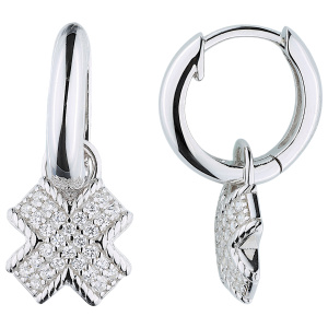Creolen gekreuzt 925 Sterling Silber 56 Zirkonia Ohrringe