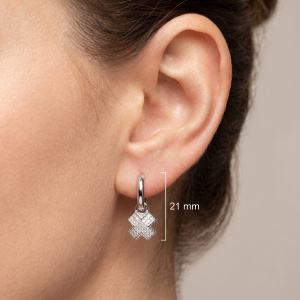 Preview: Creolen gekreuzt 925 Sterling Silber 56 Zirkonia Ohrringe
