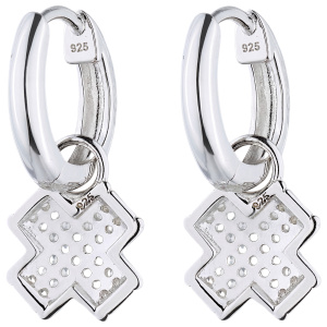 Preview: Creolen gekreuzt 925 Sterling Silber 56 Zirkonia Ohrringe
