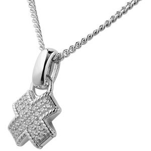 Preview: Anhänger gekreuzt 925 Sterling Silber 28 Zirkonia Silberanhänger
