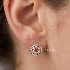 Preview: Ohrstecker Kreis 925 Sterling Silber vergoldet 56 Zirkonia