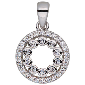 Anhänger Kreis 925 Sterling Silber 36 Zirkonia