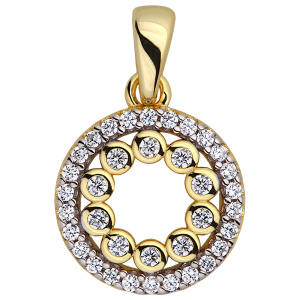 Anhänger Kreis 925 Sterling Silber vergoldet 36 Zirkonia