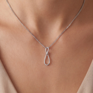 Preview: Anhänger Schleife 925 Sterling Silber 26 Zirkonia Silberanhänger