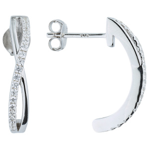 Halbcreolen 925 Sterling Silber 36 Zirkonia