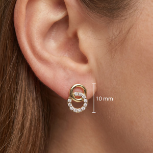 Ohrstecker Kreise 925 Sterling Silber vergoldet 22 Zirkonia
