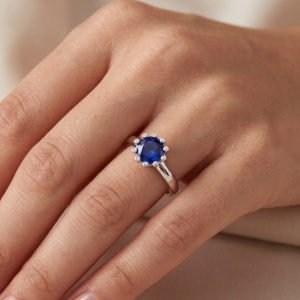 Preview: Damen Ring 925 Sterling Silber 1 blauer Spinell Silberring