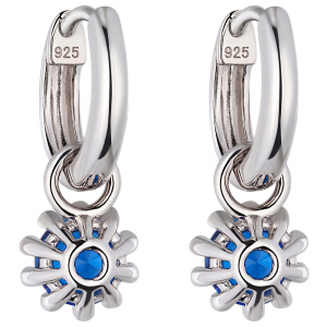 Preview: Creolen 925 Sterling Silber 2 Spinelle Ohrringe