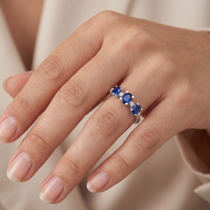 Damen Ring 925 Sterling Silber 4 Zirkonia 3 Spinelle Silberring
