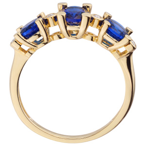 Damen Ring 925 Sterling Silber vergoldet 4 Zirkonia 3 Spinelle Silberring