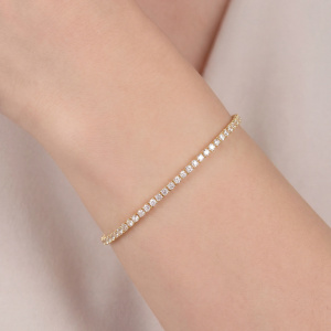 Preview: Armband Tennisarmband 925 Sterling Silber vergoldet 84 Zirkonia 19 cm