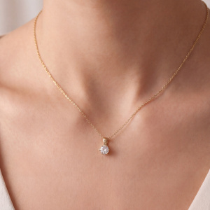 Preview: Anhänger Solitär 585 Gelbgold 1 Lab-Grown-Diamant Brillant 0,50 ct