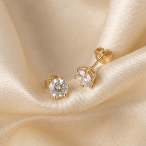 Ohrstecker Solitär 585 Gelbgold 2 Lab-Grown-Diamanten Brillanten 0,50 ct.
