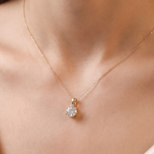 Preview: Anhänger Solitär 585 Gelbgold 1 Lab-Grown-Diamant Brillant 1,0 ct