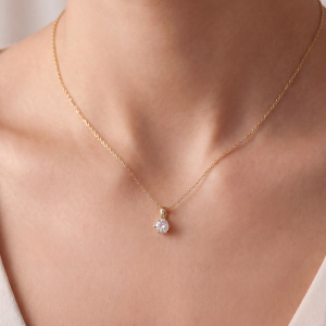 Preview: Anhänger Solitär 333 Gelbgold 1 Lab-Grown-Diamant Brillant 0,50 ct