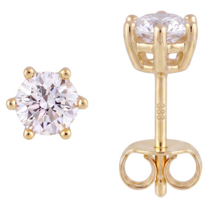 Ohrstecker Solitär 333 Gelbgold 2 Lab-Grown-Diamanten Brillanten 0,50 ct.